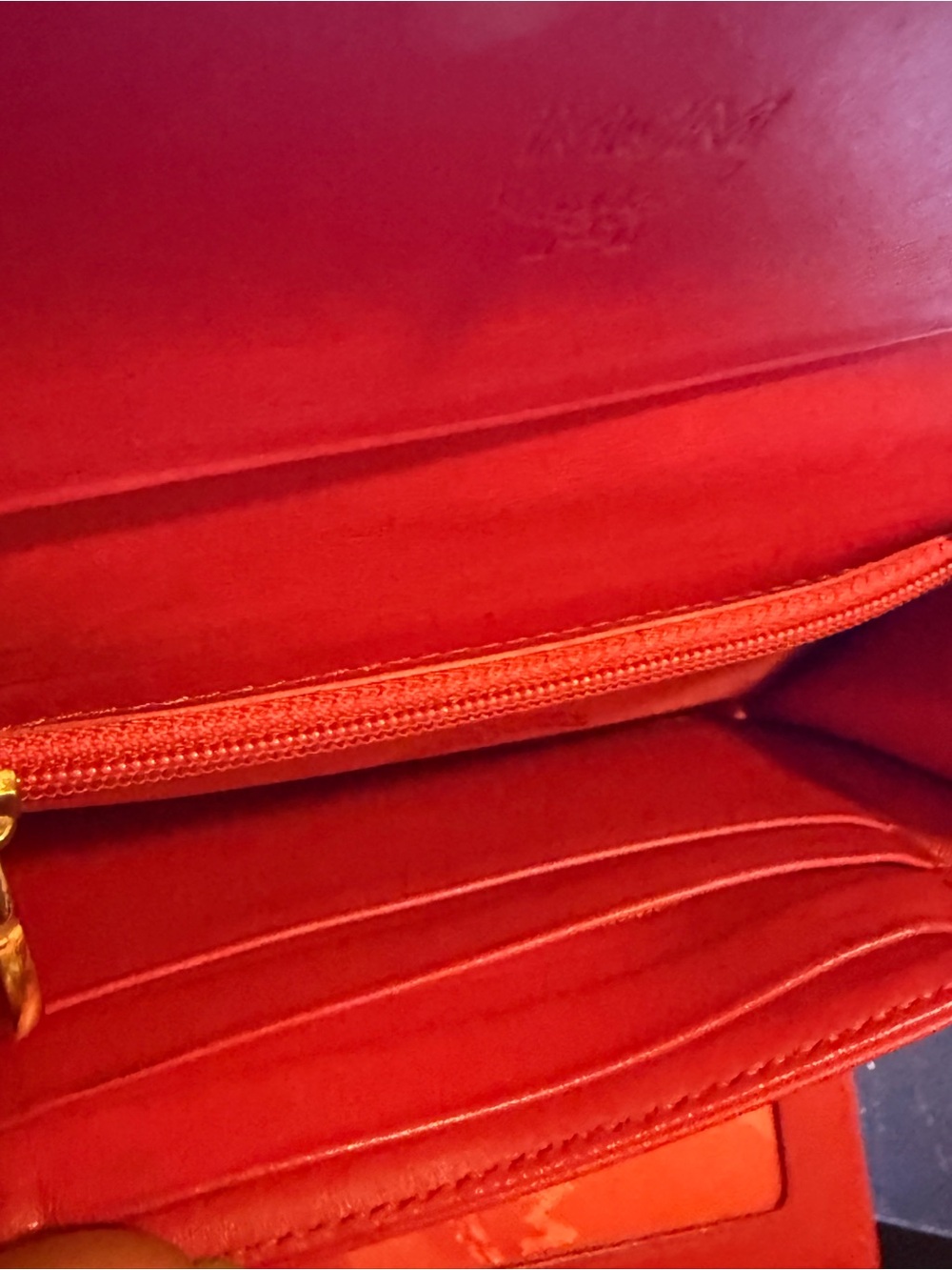 MCM Red Textured Leather Logo Plaque Wallet - Picture 9 of 12